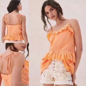 NWT Mare Mare X Anthropologie Womens Josephine Tank Top Size Large Orange